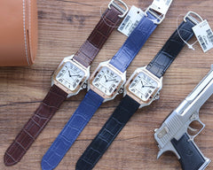 SANTOS DE CARTIE 39MM GOLD STEEL CASE LEATHER STRAP