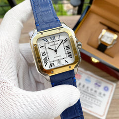 SANTOS 38MM GOLD STEEL AUTOMATIC LEATHER
