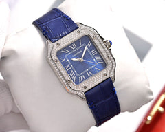 SANTOS LADY 35MM QUARTZ STEEL CASE LEATHER