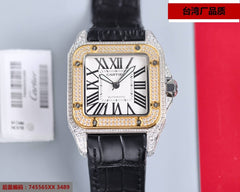 SANTOS 100XL 42MM DIAMOND GOLD BEZEL