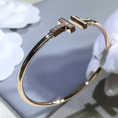 T BRACELET PINK GOLD 1.8MM DIAMOND
