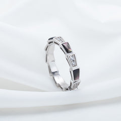 SERPENTI RING SILVER DIAMOND BLACK MOP 3MM