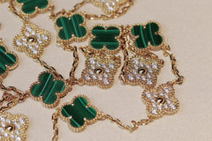 CLOVER 20 MOTIFS MALACHITE DIAMOND GOLD