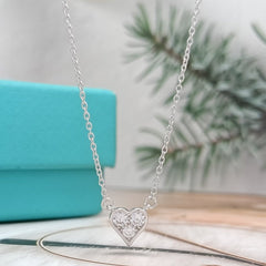 HEART 3 DIAMONDS PEDANT NECKLACE