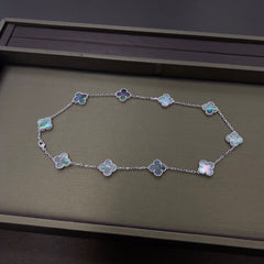 CLOVER 10 MOTIFS DARK MOP NECKLACE