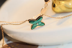 JEUX MALACHITE 1 DIAMOND PINK GOLD NECKLACE
