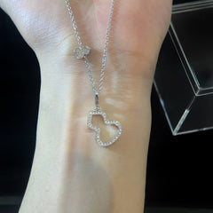 WULU 2 MOTIF DIAMOND SILVER NECKLACE