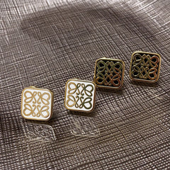 ANAGRAM GOLD STUD SQUARE EARRINGS