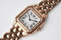 PANTHERE 27MM PINK GOLD CASE DIAMOND BEZEL WHITE DIAL