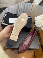 BALLET FLATS BURGUNDY GRAINED CALFSKIN