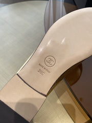 BALLET FLATS GOLD BLACK LAMBSKIN CANVAS