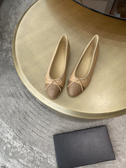 BALLET FLATS BEIGE BROWN LAMBSKIN