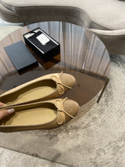 BALLET FLATS BEIGE BROWN LAMBSKIN