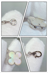 CLOVER 5 MOTIF WHITE MOP SILVER BRACELET