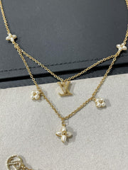 LV FLOWERGRAM PINK GOLD MOP DOUBLE ROW NECKLACE