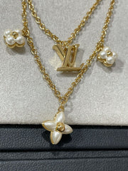 LV FLOWERGRAM PINK GOLD MOP DOUBLE ROW NECKLACE