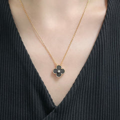 CLOVER GREY MOP DIAMOND PINK GOLD NECKLACE