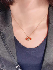 FLEUR DE LIS PINK GOLD DIAMOND NECKLACE