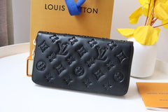 ZIPPY WALLET 19 BLACK EMBOSSED LAMBSKIN