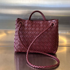 BV SMALL ANDIAMO 25CM DARK RED LAMBSKIN