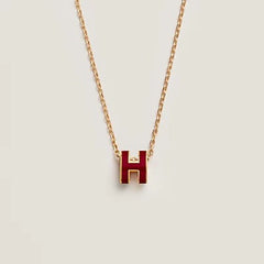 HM CLIC RED ENAMEL GOLD NECKLACE