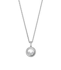 HAPPY PEDANT SILVER 3 DIAMOND NECKLACE