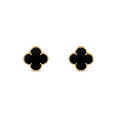 CLOVER MEDIUM ONYX PINK GODL EARRINGS