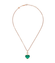 HAPPY HEART MALACHITE NECKLACE PINK GOLD DIAMOND