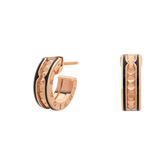 ZERO 1 ROCK PINK GOLD EARRINGS WITH STUDDED SPIRAL AND BLACK CERAMIC