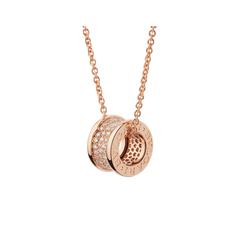 ZERO 1 PINK GOLD PENDANT NECKLACE WITH PAVED DIAMONDS