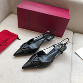 VLOGO SIGNATURE BLACK CALFSKIN HIGH SLINGBACK PUMP 4 CM