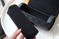LV 25S ASTUCCIO PER 3 OROLOGI 20 IN BLACK DAMIER GRAPHITE CALFSKIN
