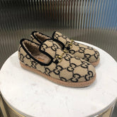 GG HORSEBIT LOAFER IN BEIGE MIX BLACK WOOL AND LAMB FUR LINING