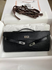 KELLY CUT 31 IN BLACK ALLIGATOR LEATHER WITH SILVER HARDWARE