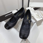 CC MARY JANE BLOCK HEEL BLACK SHEEPSKIN