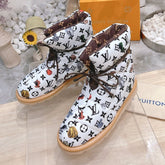 PILLOW COMFORT ANKLE BOOTS IN WHITE MIX BLACK MONOGRAM NYLON