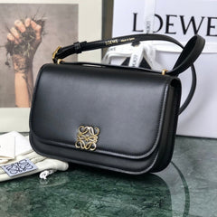 LOE GOYA BAG 18 IN BLACK SILK CALFSKIN