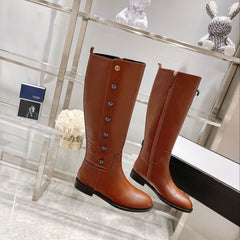 GG CLASSIC KNEE HIGH BOOTS IN BRONZE BROWN IMPORTED CALFSKIN