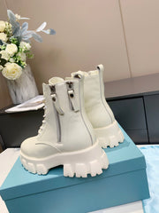 PRADA 25S SNOW BOOTS IN WHITE CALFSKIN