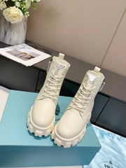 PRADA 25S SNOW BOOTS IN WHITE CALFSKIN
