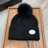 BEANIE HAT IN BLACK WOOL AND RABBIT FUR 346717