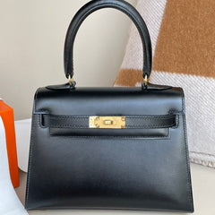 KELLY MINI 20 BAG IN BLACK SMOOTH CALFSKIN WITH GOLD HARDWARE