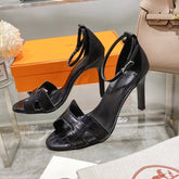 PREMIERE 90 SANDAL IN BLACK CALFSKIN