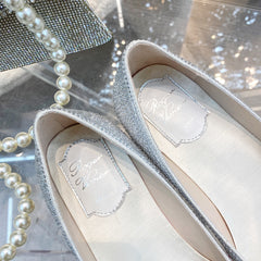 EFFLORESCENCE BALLERINAS IN SILVER CALFSKIN WITH FULLY EMBELLISHED CRYSTALS