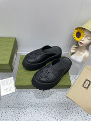 GG PLATFORM PERFORATED G 55 SANDAL BLACK IP FOAM