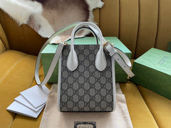 MINI TOTE 20 BAG IN BEIGE CANVAS AND WHITE CALFSKIN