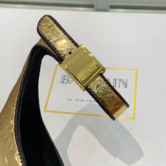 BALMAIN 25S UMA HEELED SANDALS 105MM IN GOLD CALFSKIN