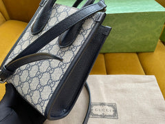 MINI TOTE 20 BAG IN BEIGE CANVAS AND BLACK CALFSKIN