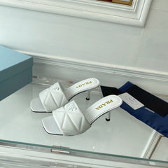 PRA QUILTED HIGH HEELS SANDALS 65 WHITE LAMBSKIN