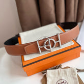 ULYSSE BELT BUCKLE & REVERSIBLE GINGER ORANGE LEATHER STRAP 38MM SILVER HARDWARE